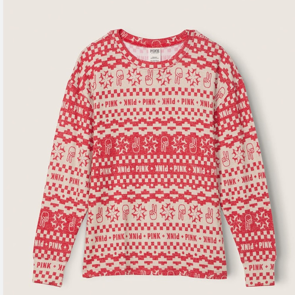 PINK VICTORIA’S SECRET COZY LONG-SLEEVE SLEEP SHIRT
